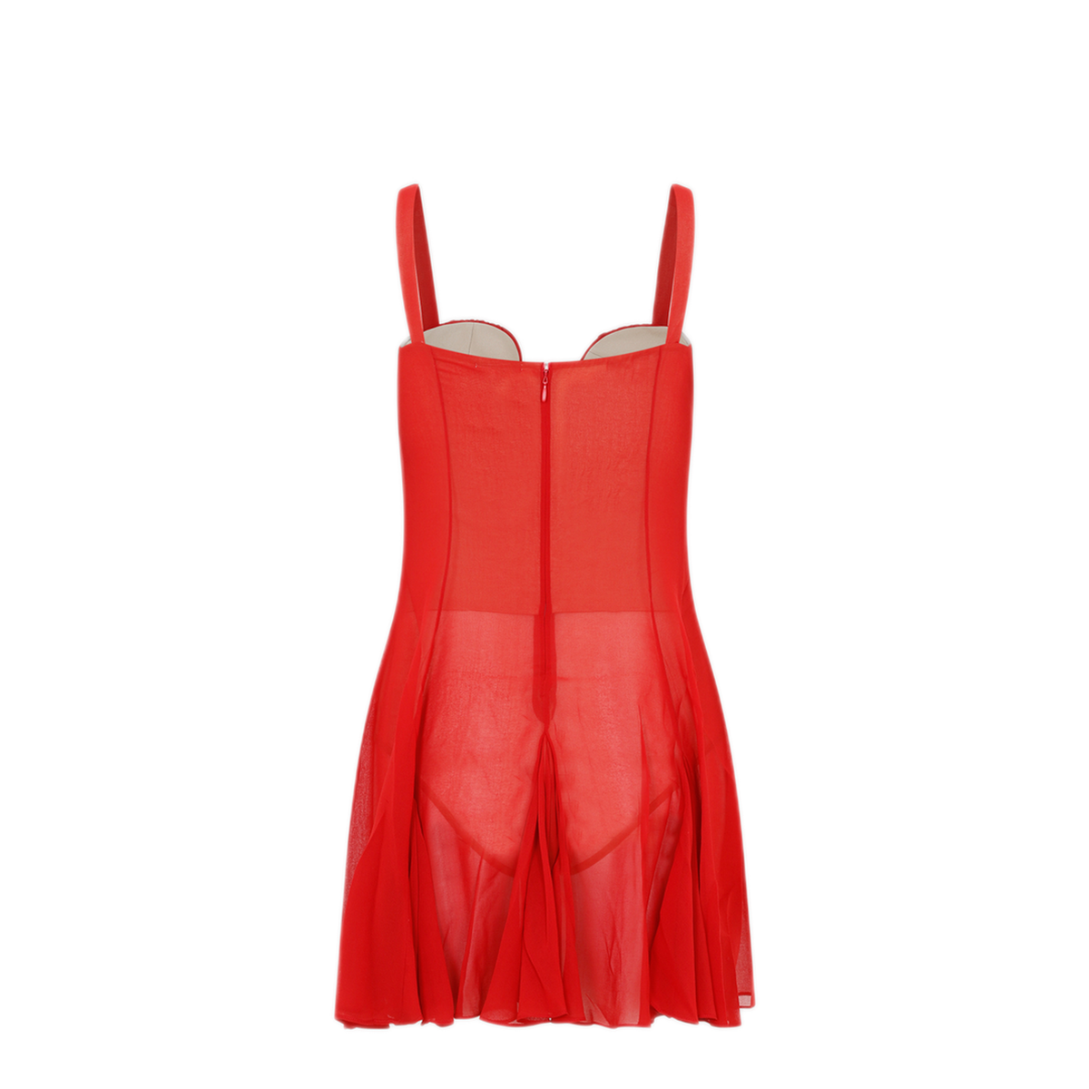 MAYFEYR - NENSI DOJAKA - Red Silk Asymmetrical Panel Godet Mini Dress - NDAW23DR168RED