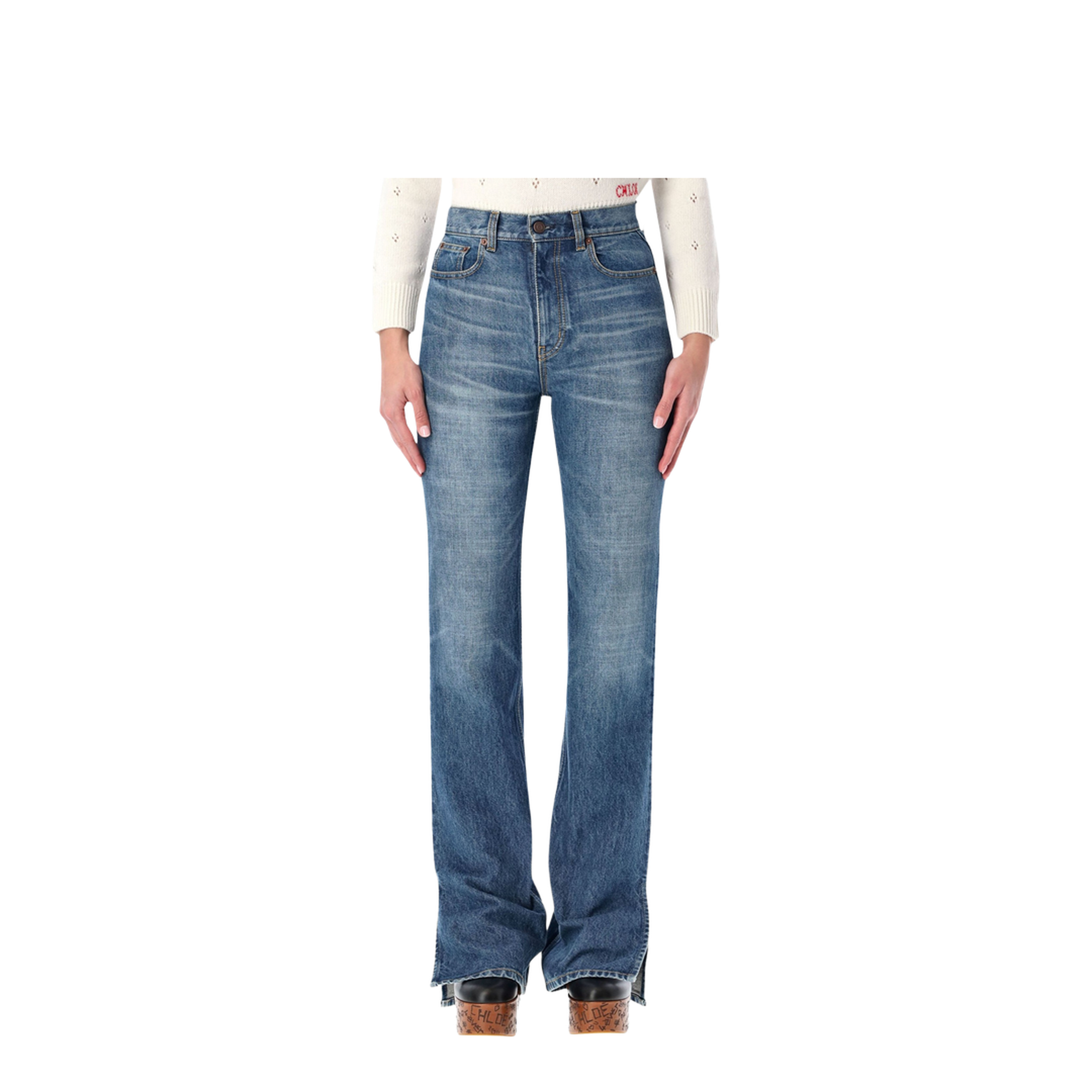 Straight-leg denim jeans