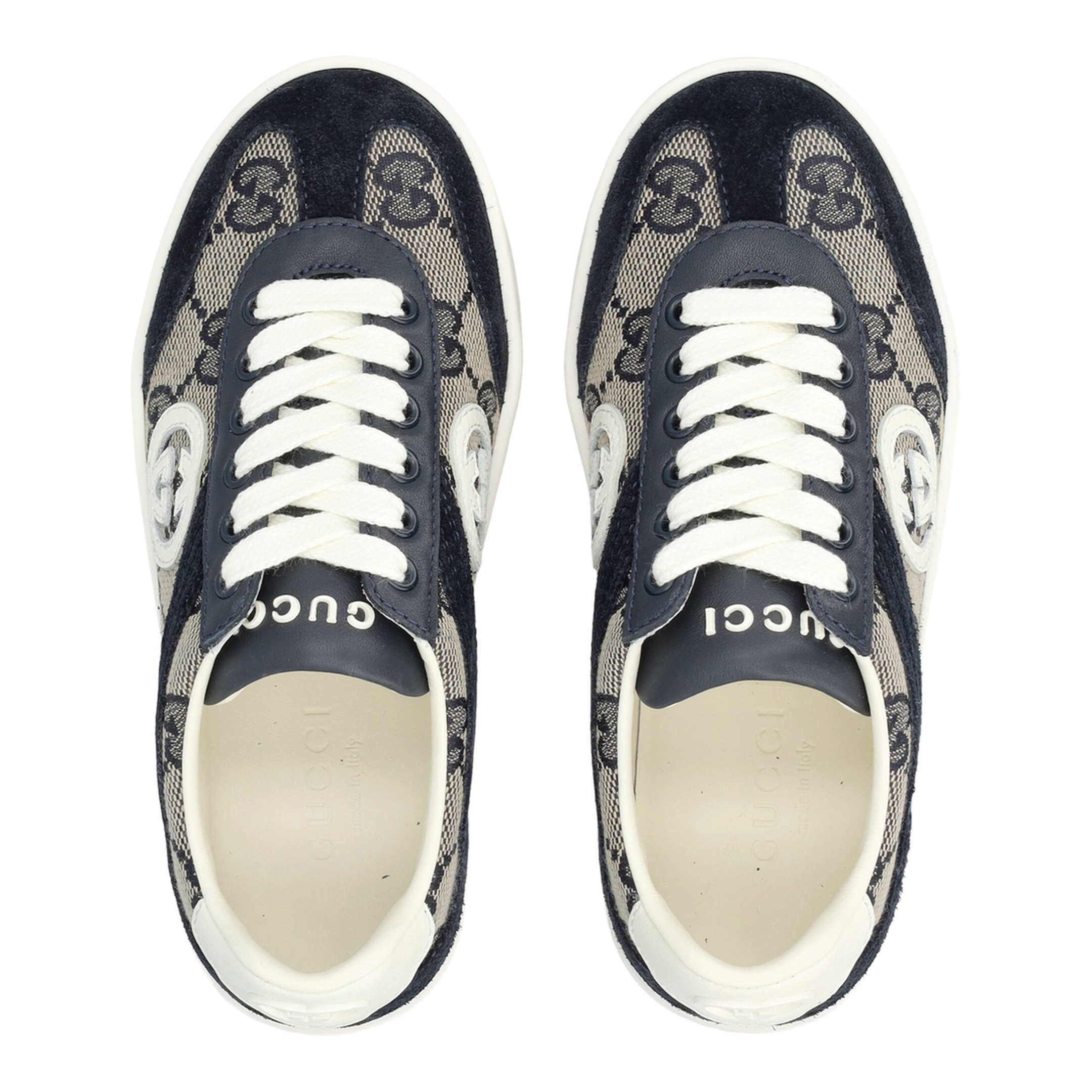 G74 Sneaker in Beige and Blue GG Canvas