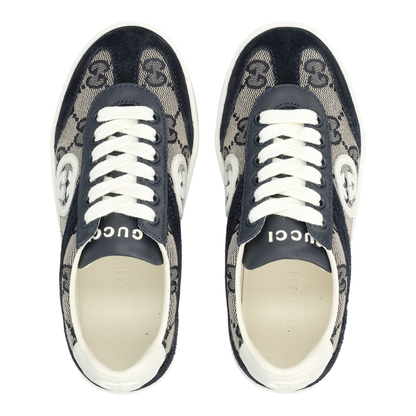 G74 Sneaker in Beige and Blue GG Canvas