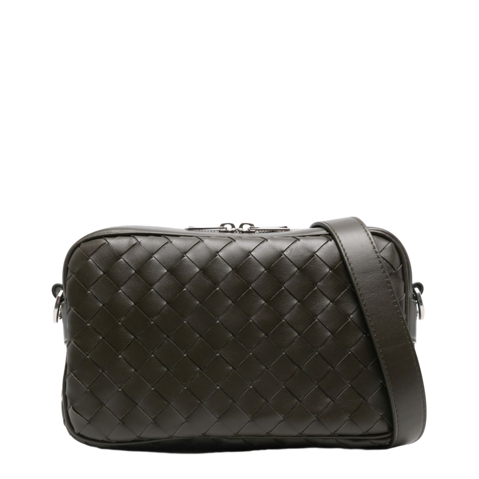 Intrecciato Small Leather Camera Bags - Brown