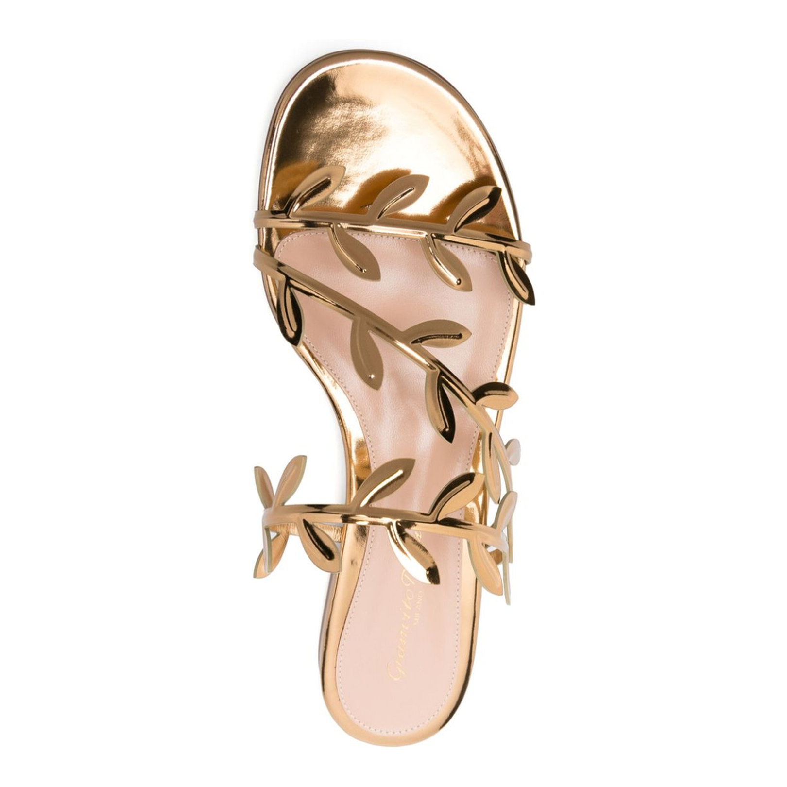 Gold-Tone Leaf Motif Flat Sandals