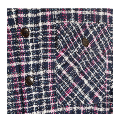 Check Motif Knitted Jacket Multicolor