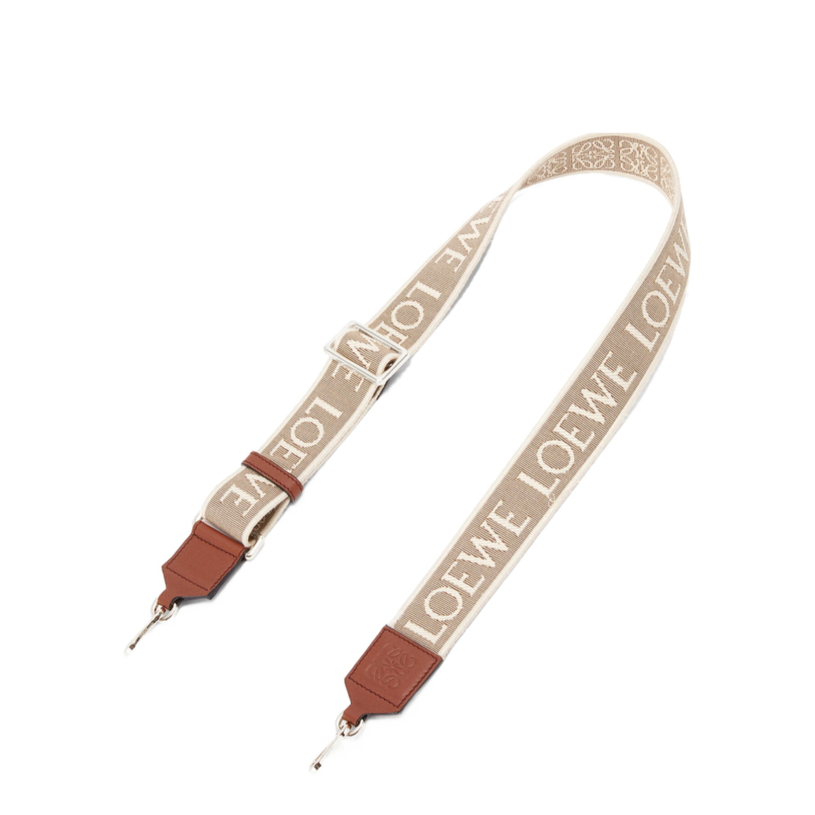 Anagram Strap in Jacquard and Calfskin Beige