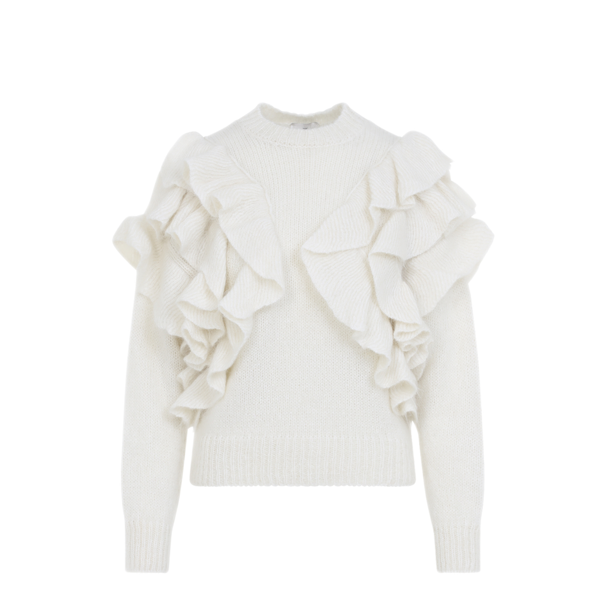 MAYFEYR - Elisabetta Franchi - Ivory Mohair Blend Short Sleeve Pullover - MK42T67E2193