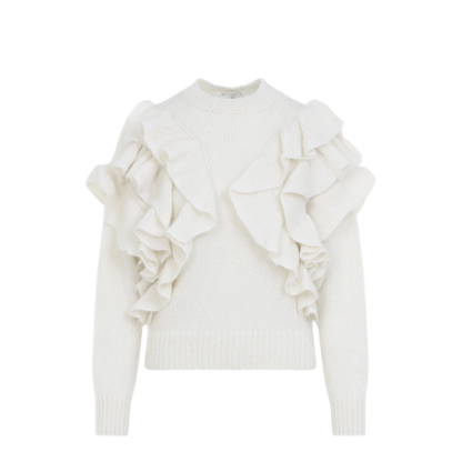 MAYFEYR - Elisabetta Franchi - Ivory Mohair Blend Short Sleeve Pullover - MK42T67E2193