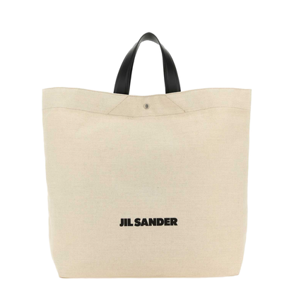 Sand Canvas Flat Shopping Bag