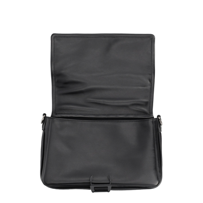 Flux Messenger Leather Crossbody Bag - Black