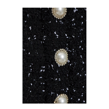 Embroidered Polka-Dot Tweed Halterneck Top