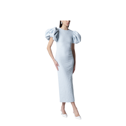 Balloon Jacquard Midi Dress