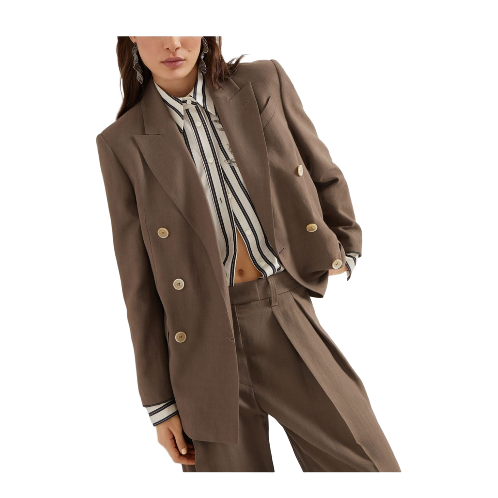 Double-Breasted Linen Blend Jacket