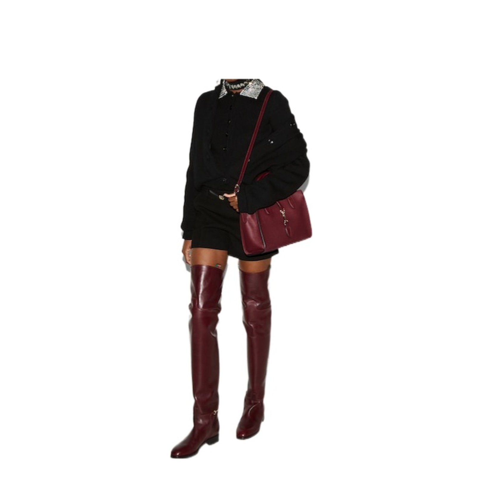 Softbit Medium Leather Top Handle Bag - Burgundy