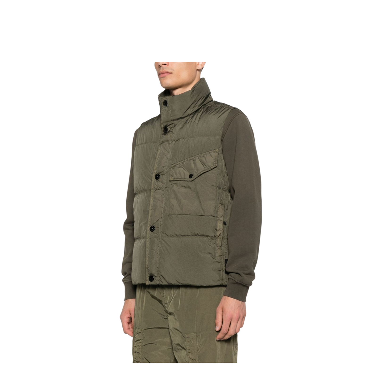 Down Vest in Recycled Nylon Rep