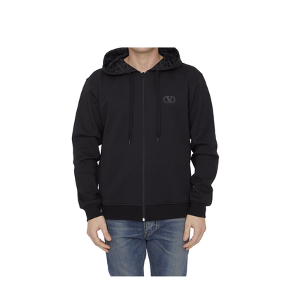 Black Vlogo Signature Zip-up Hoodie