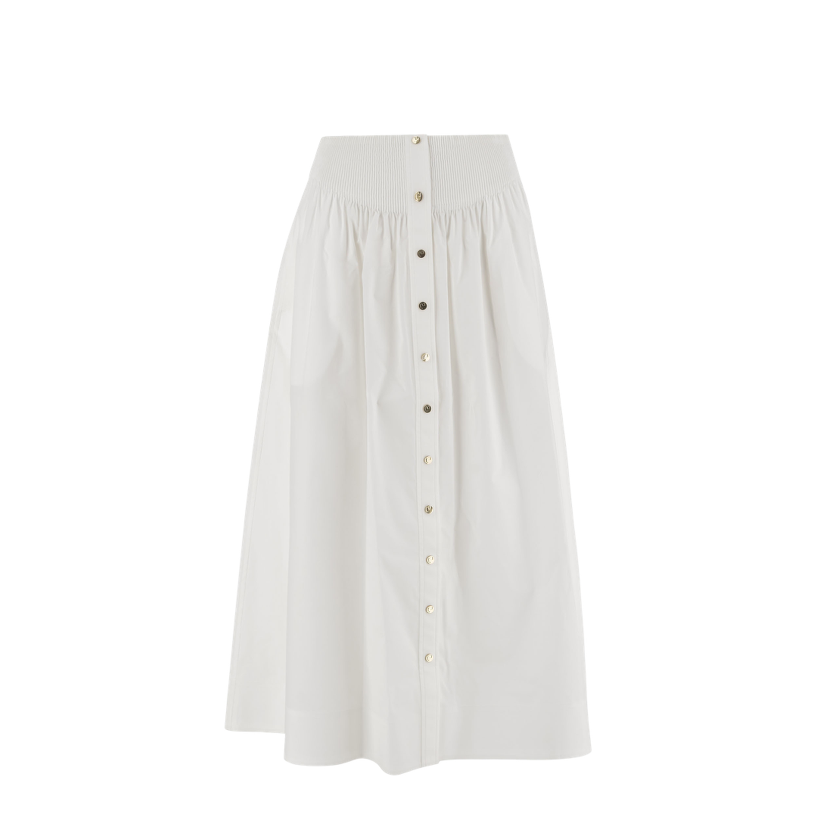 White Stretch Poplin Skirt