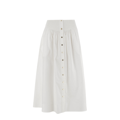 White Stretch Poplin Skirt