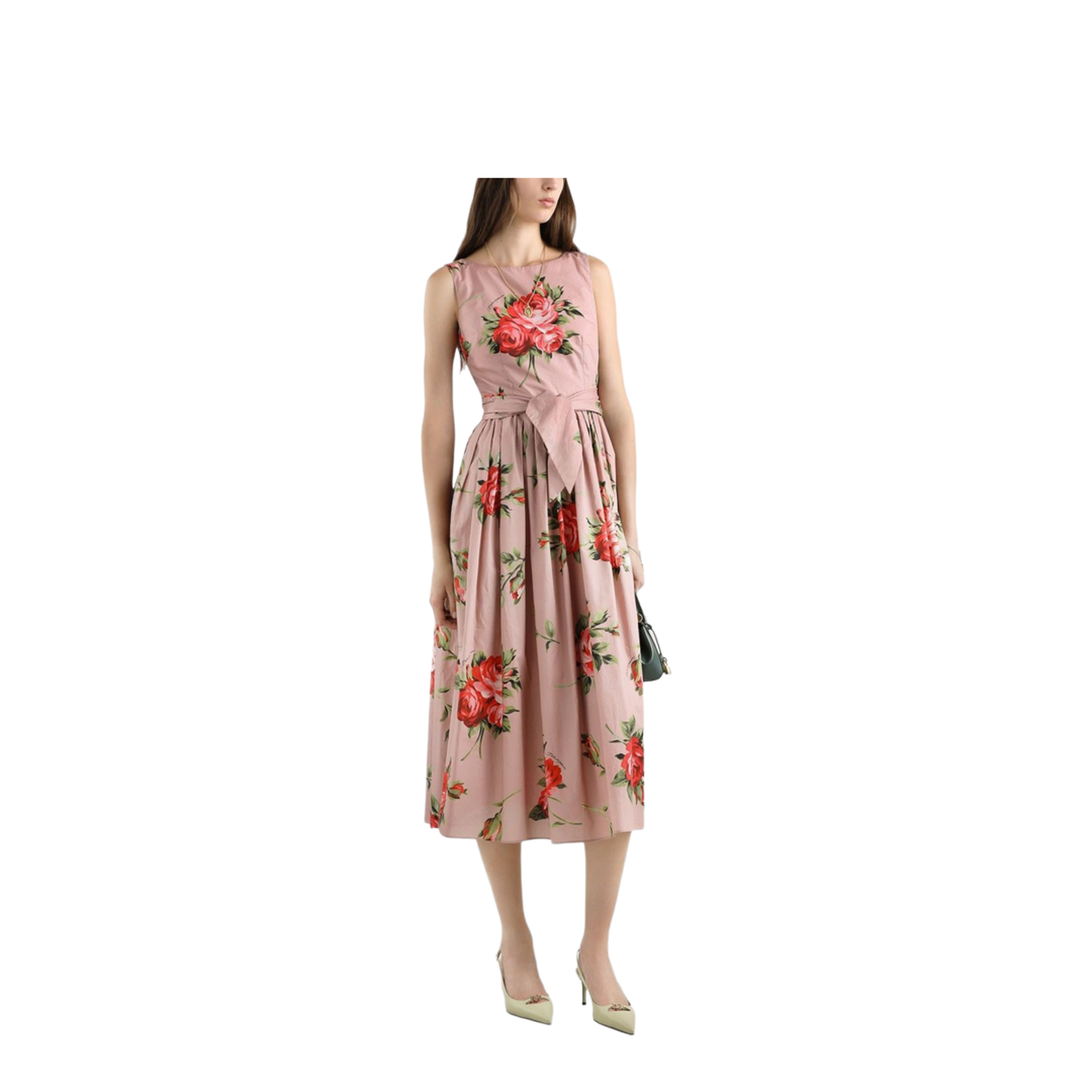 Rose Bouquet-Print Cotton Dress
