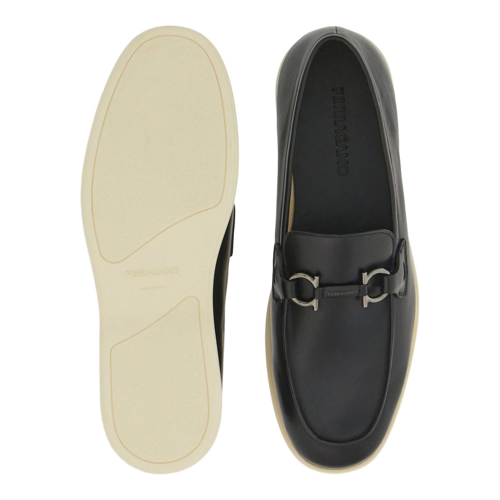 Gancini Leather Loafers - Black