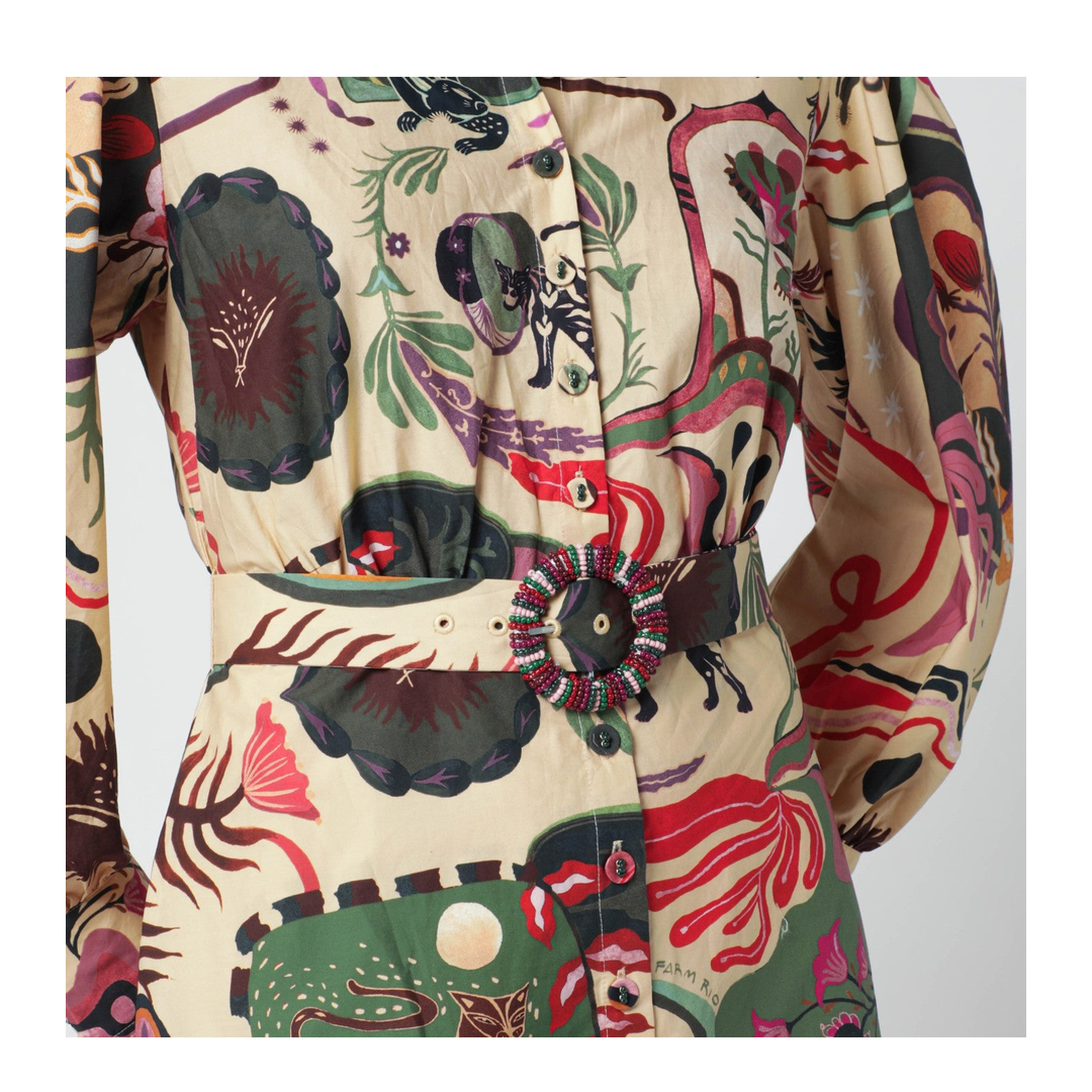 MAYFEYR - Farm Rio - Short Multicolor Dress With Matching Belt - 350089CO26007