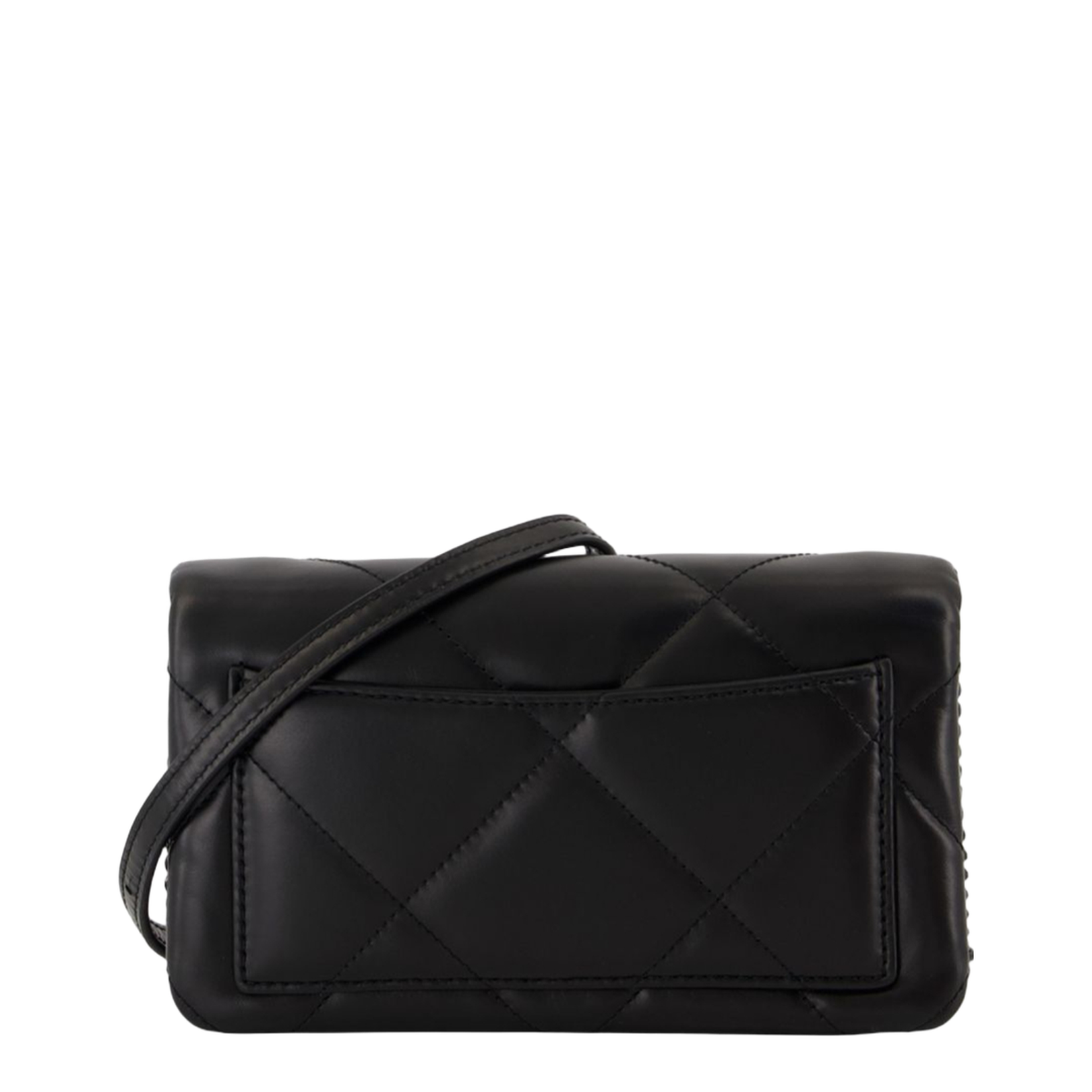 Black Kira Diamond Quilt Wallet on Chain