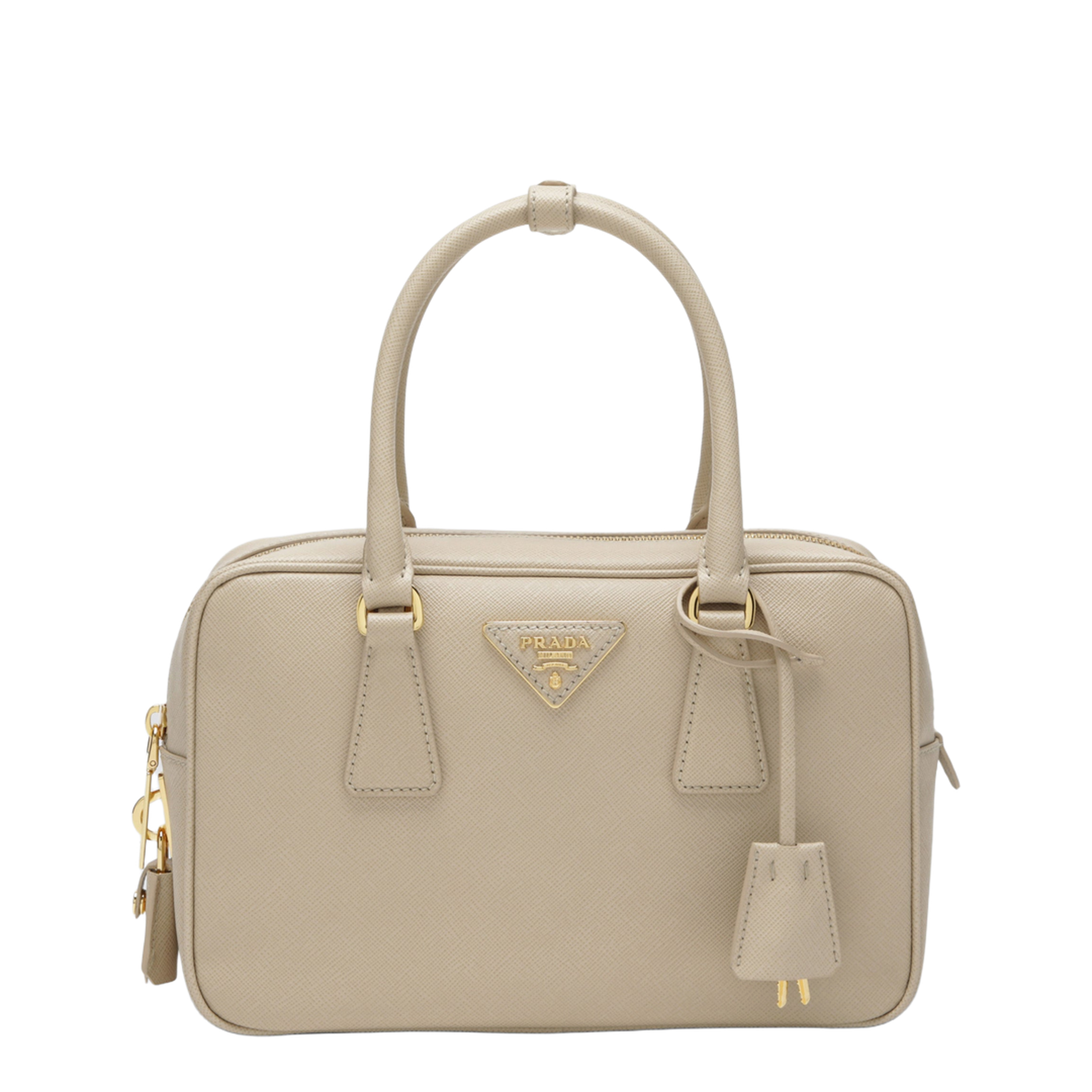 Bauletto Saffiano Leather Top-Handle Bag - Travertine Stone