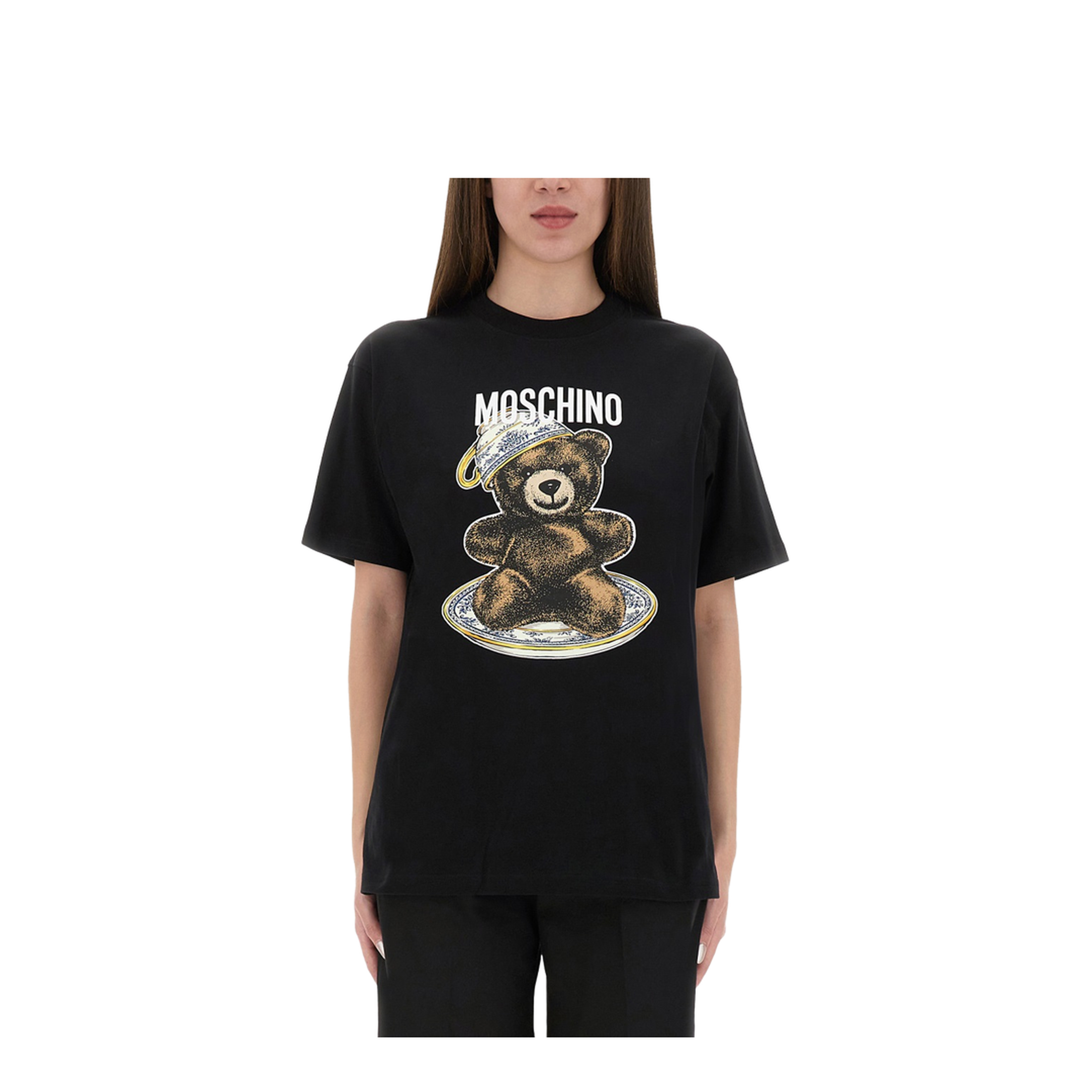 Organic Cotton Jersey T-Shirt with Teddy Bear Print