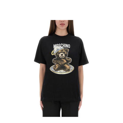 Organic Cotton Jersey T-Shirt with Teddy Bear Print