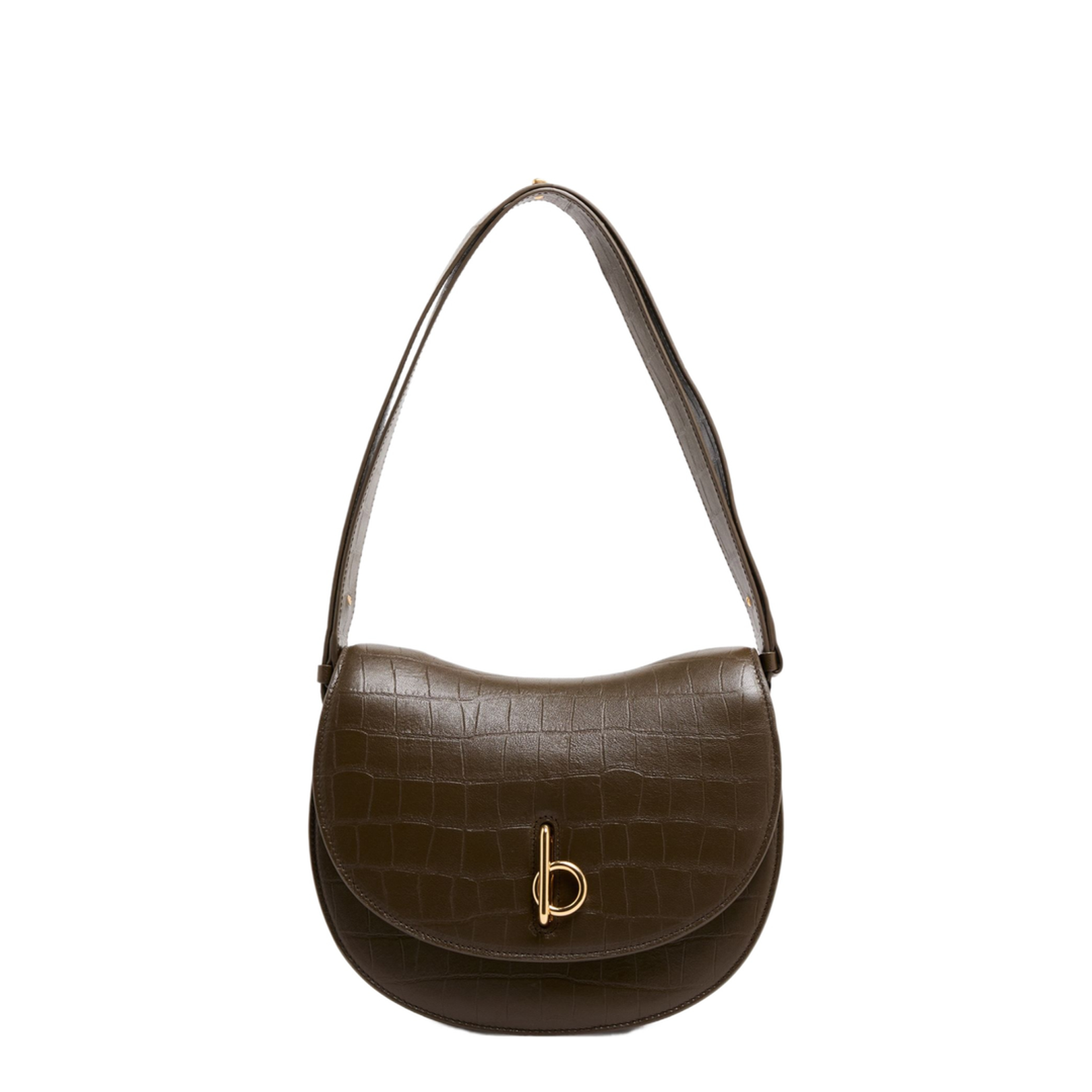 Flap Design Handbag with Gold Accents
