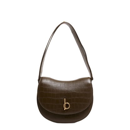 Flap Design Handbag with Gold Accents