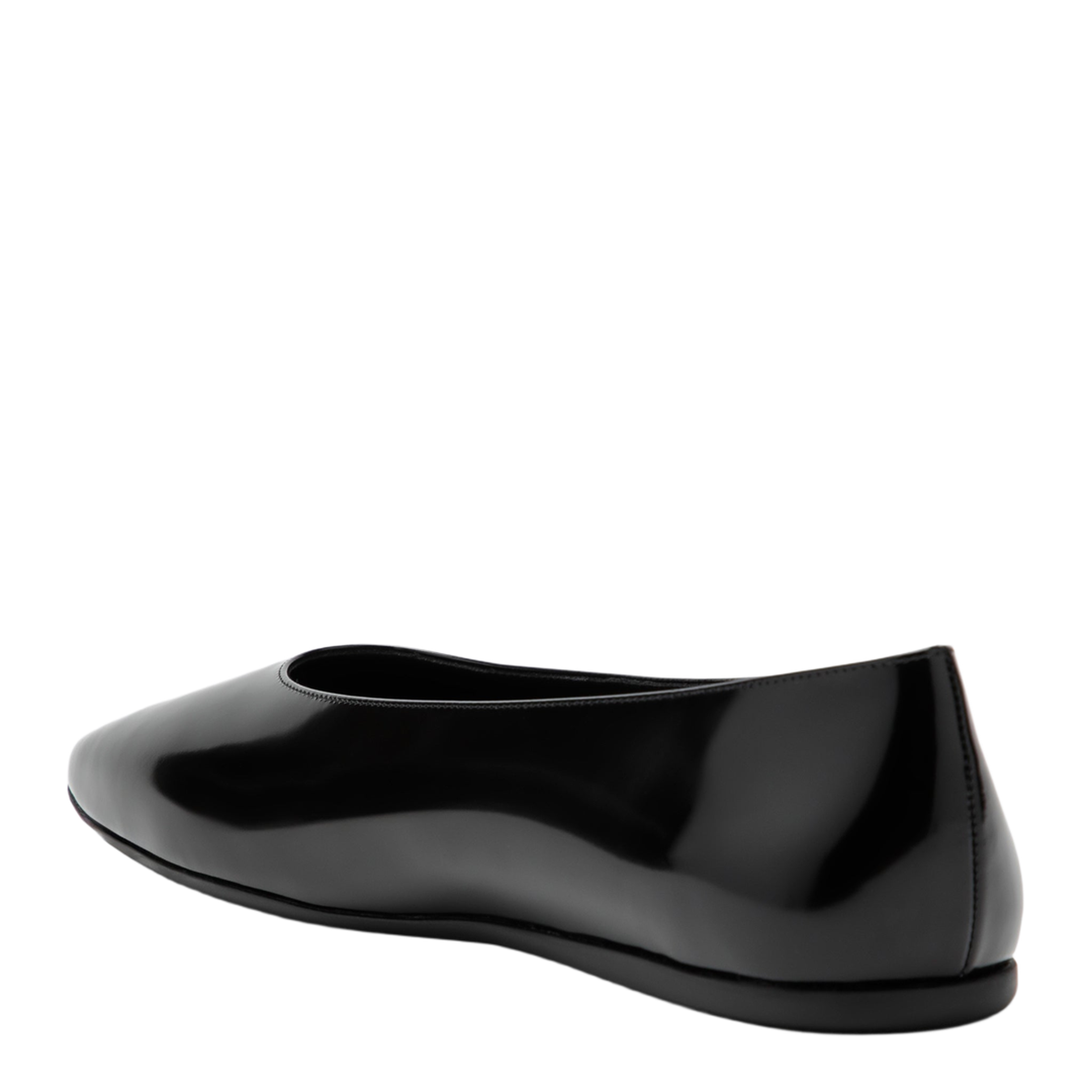 Black Brushed Leather Ballet Flats