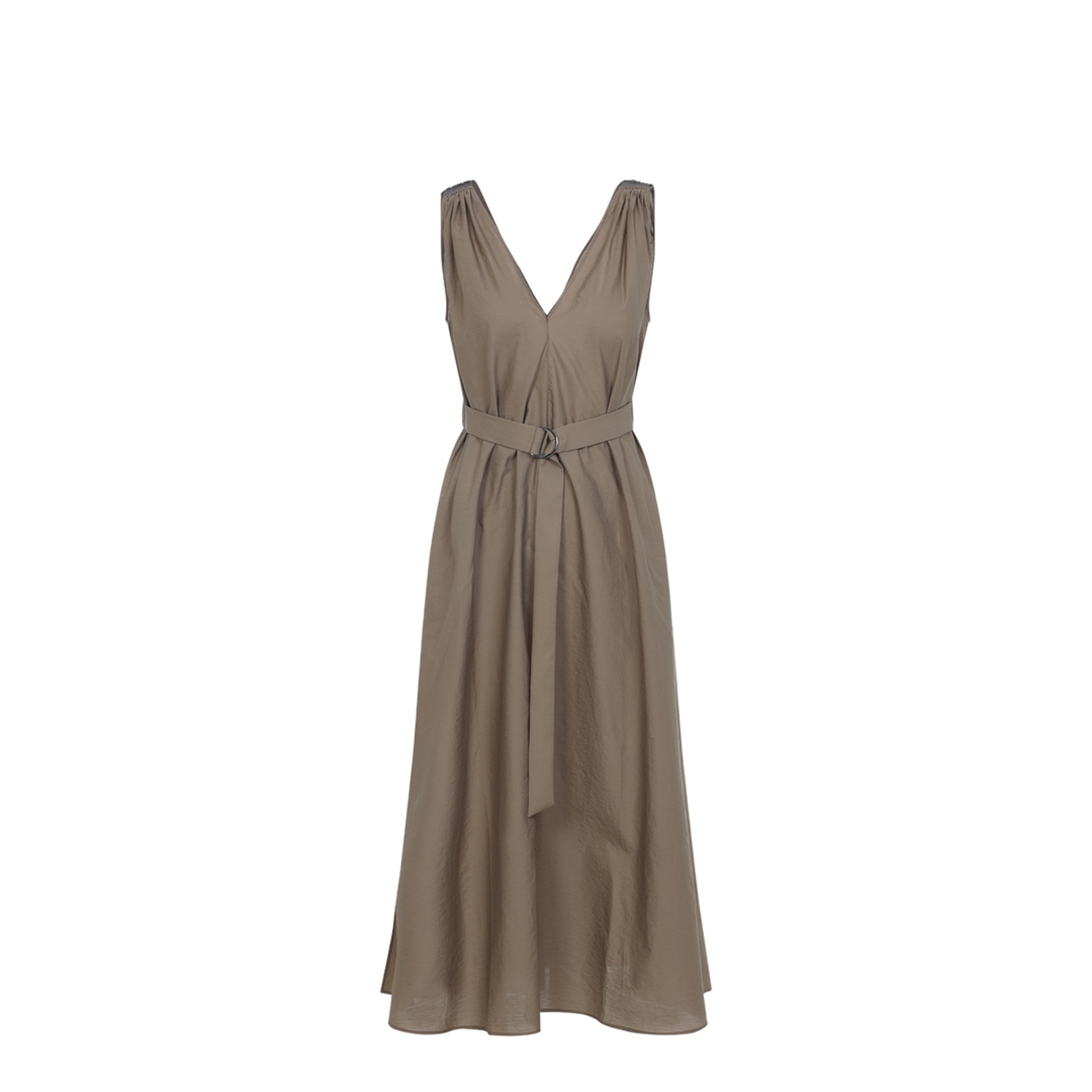 Techno Cotton Poplin Dress Brown