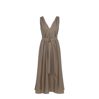 Techno Cotton Poplin Dress Brown