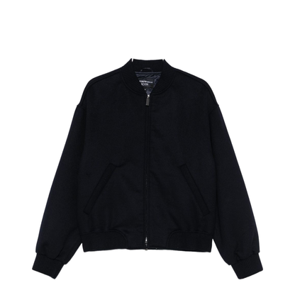 Black Ribbed Hem and Cuffs Zip Fastening Jacket
