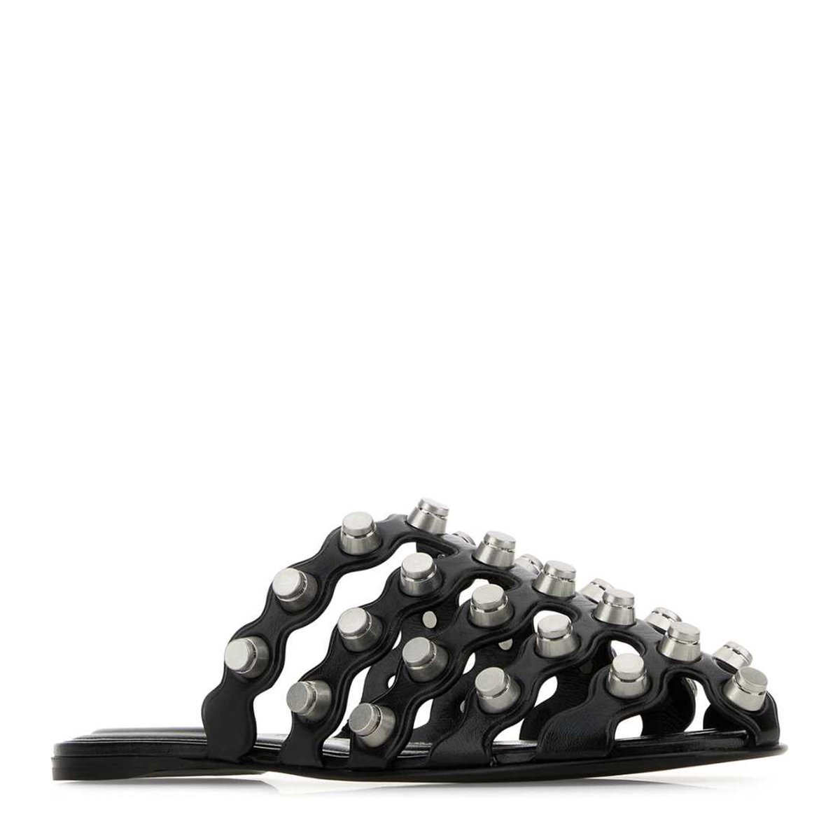 MAYFEYR - Alexander Wang - Black Leather Rexa Cage Slide - 30125M014001