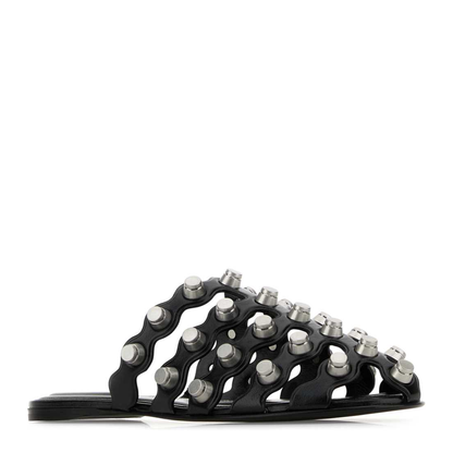 MAYFEYR - Alexander Wang - Black Leather Rexa Cage Slide - 30125M014001