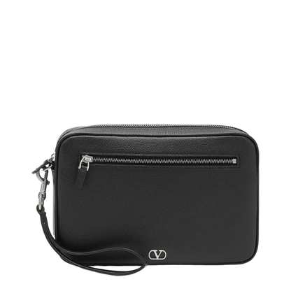 Garavani Vlogo Signature Clutch In Grained Calfskin