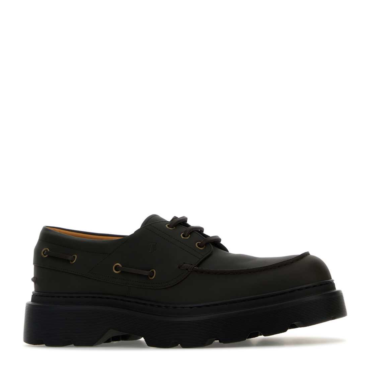 Coffee Brown Front Button Fastening Moc Stitching