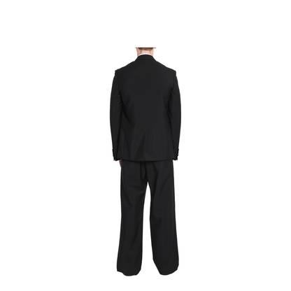 Light Wool Mohair Canvas Suit in Black