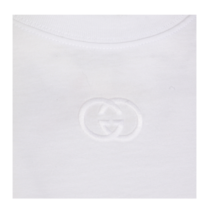 Cotton Jersey T-Shirt with Embroidery in White