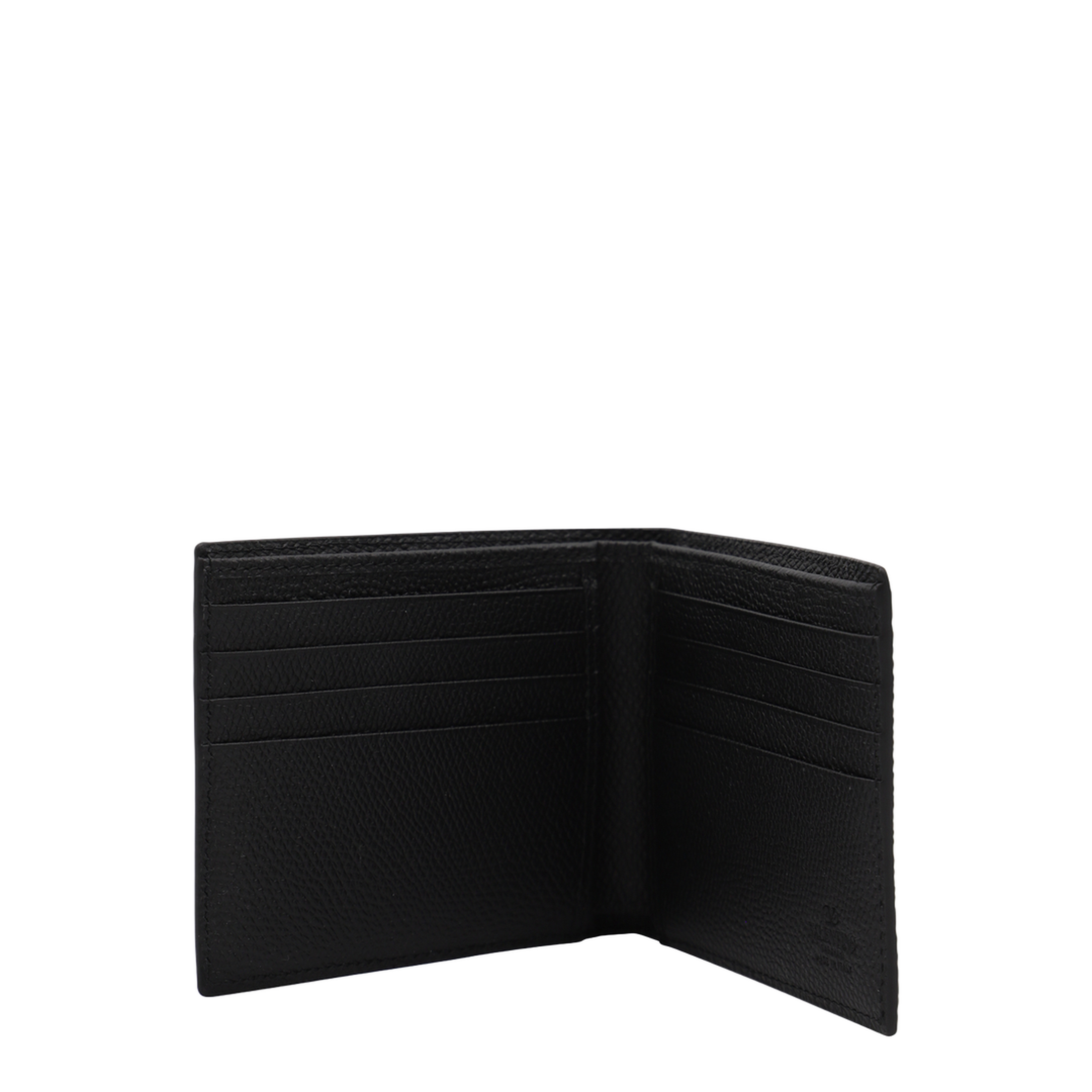 VLogo Signature Grainy Calfskin Bifold Wallet in Black