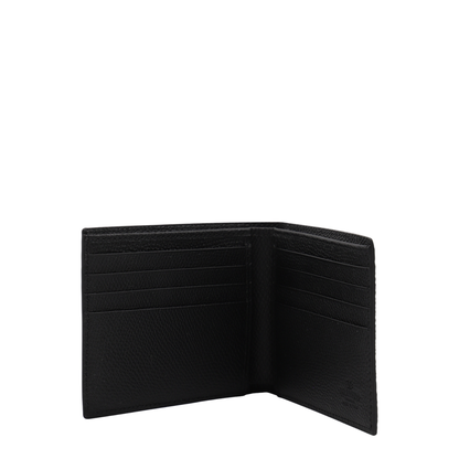 VLogo Signature Grainy Calfskin Bifold Wallet in Black