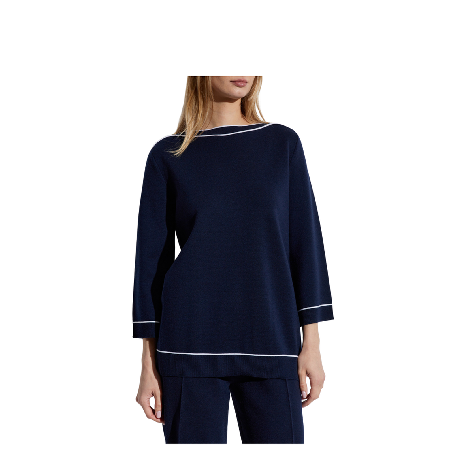 Fine Wool Top in Navy