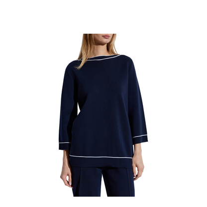 Fine Wool Top in Navy