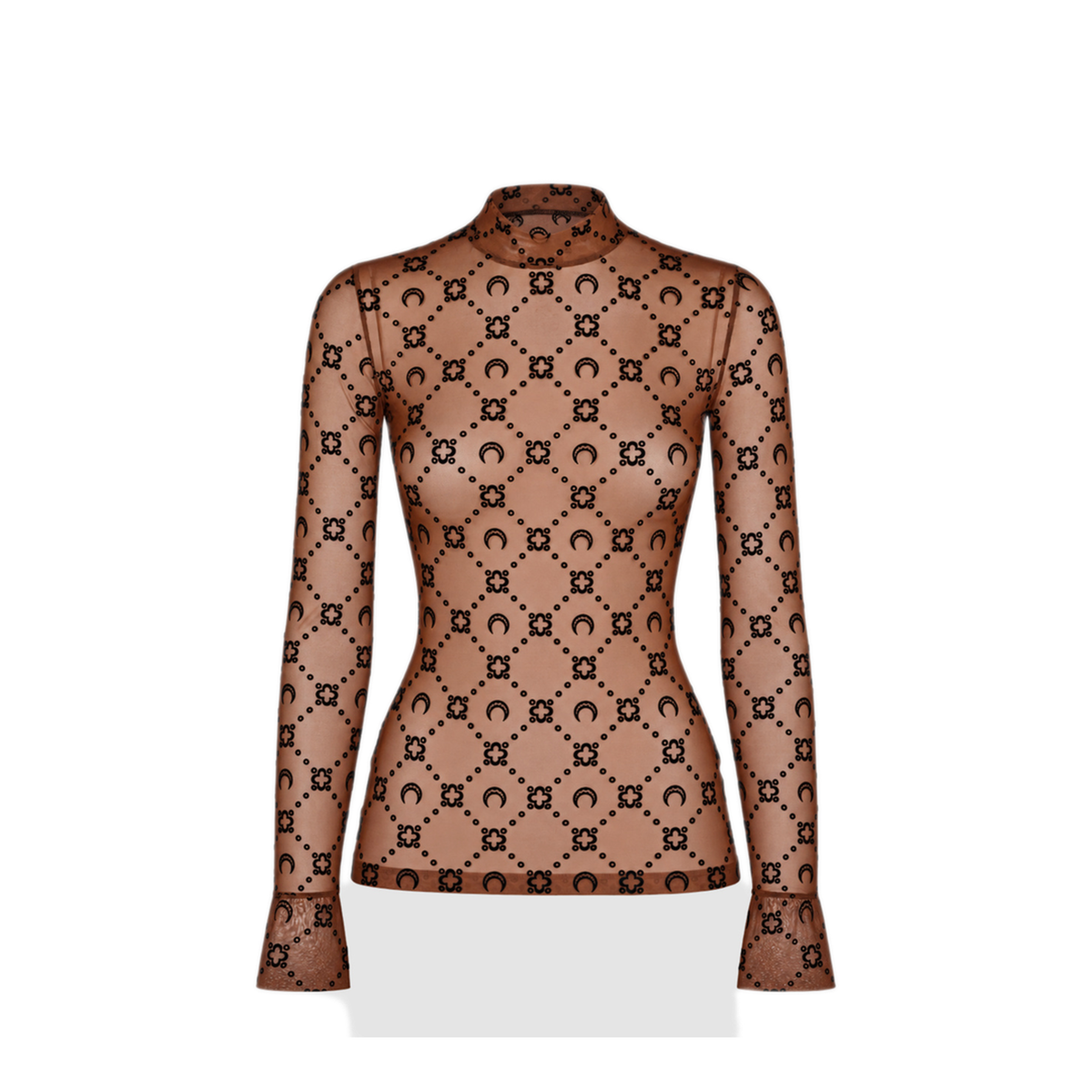 MAYFEYR - Marine Serre - Monogram Mesh Flock Second Skin Top - WTO388ACJER0005BR32