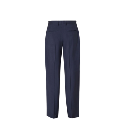 Dark Blue Wool Canvas Trousers