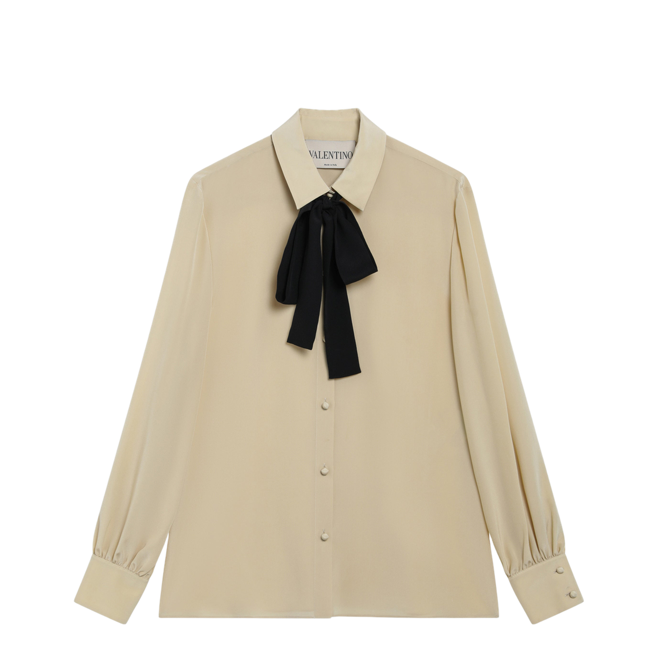 MAYFEYR - Valentino - Light Beige Silk Bow Shirt - 9B3AB8M521BZEP