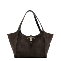 Suede Leather Top Handle Bag - Brown