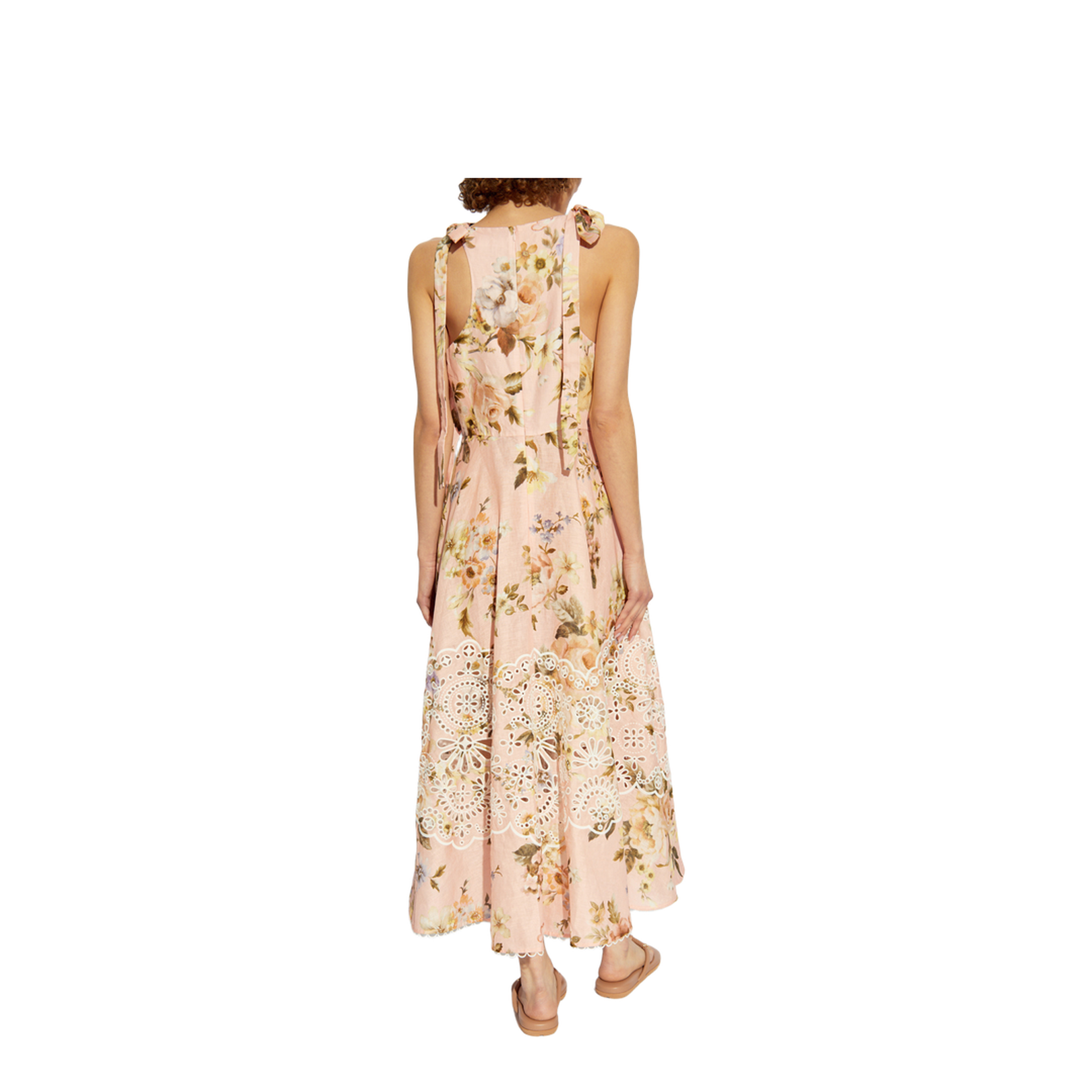 Appliquéd Floral-Print Silk-Organza Midi Dress