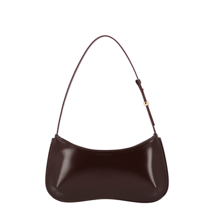 Le Bisou Medium Calf Leather Shoulder Bag - Bordeaux (Dark Burgundy)