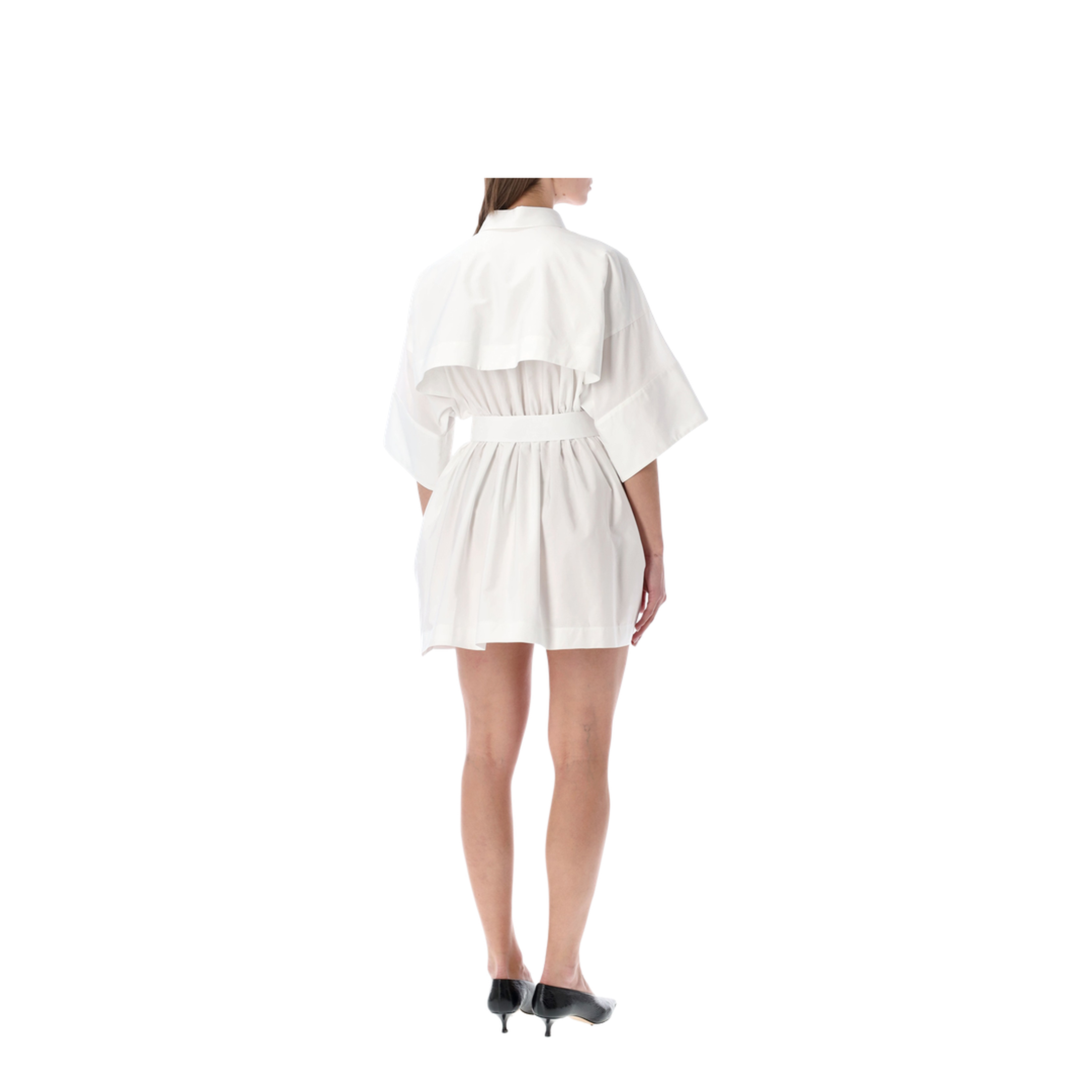 Mini Chemisier Dress in White Poplin